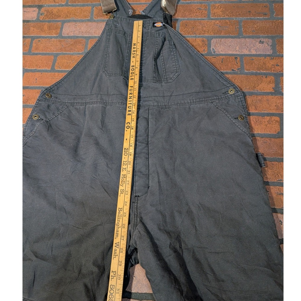 Dickies Black Quilted Insulated Zip Leg Overalls Mwn's 2XL Winter Workwear - Picture 5 of 12